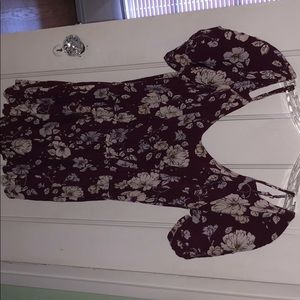 Maroon floral romper
